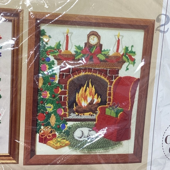 The Creative Circle Needlework Embroidery Holiday Kit 2300 Cozy Hearth - Picture 6 of 7